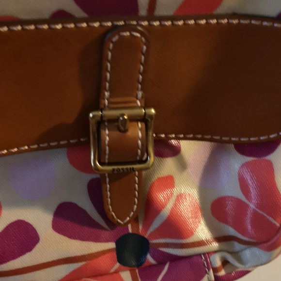 Fantastic Fossil Messenger Bag / Briefcase Orange & Purple Flowers Multi Pockets - Picture 6 of 13